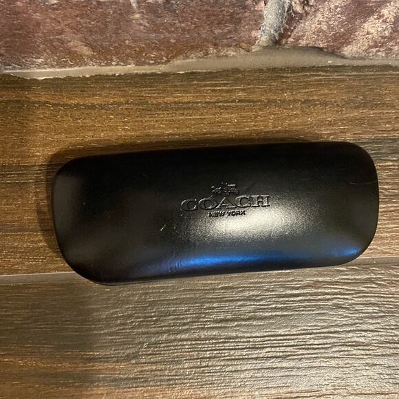 Coach black Leather Embossed Logo Hard Clam Shell Sunglass Case - Picture 5 of 5